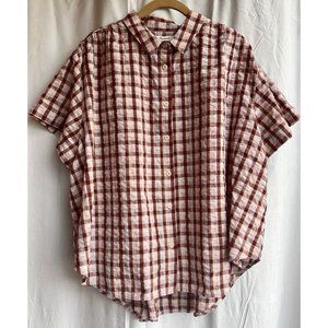 Madewell Baybrook Seersucker Shirt Plaid Size XXL Lightweight Cropped Button NWT